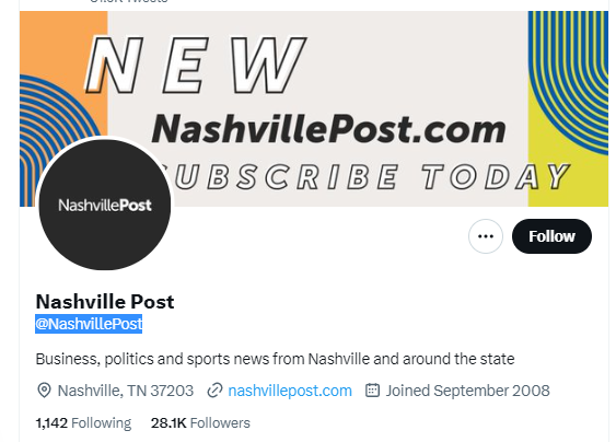 Nashville Post twitter profile screenshot