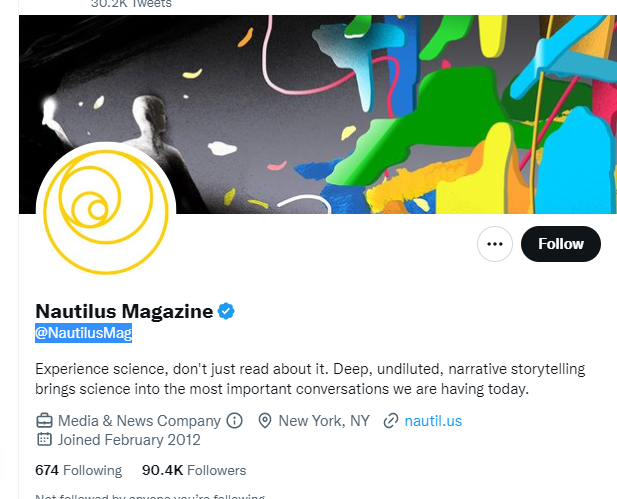 Nautilus Magazine twitter profile screenshot
