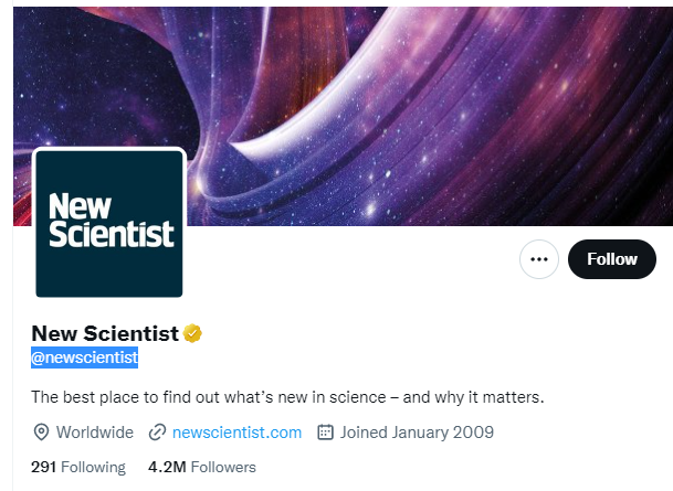 New Scientist Twitter Profile Screenshot