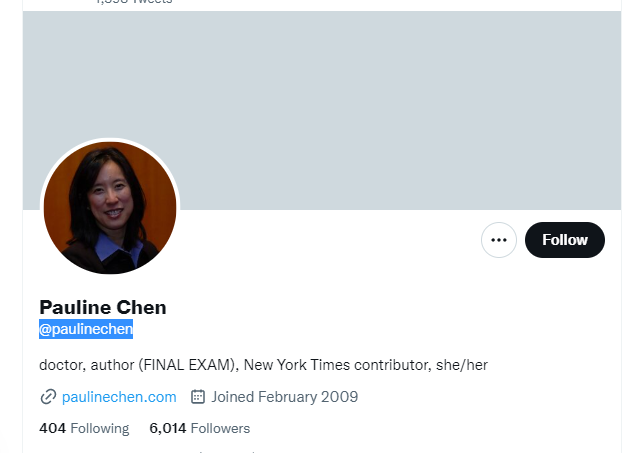 Pauline Chen twitter profile screenshot