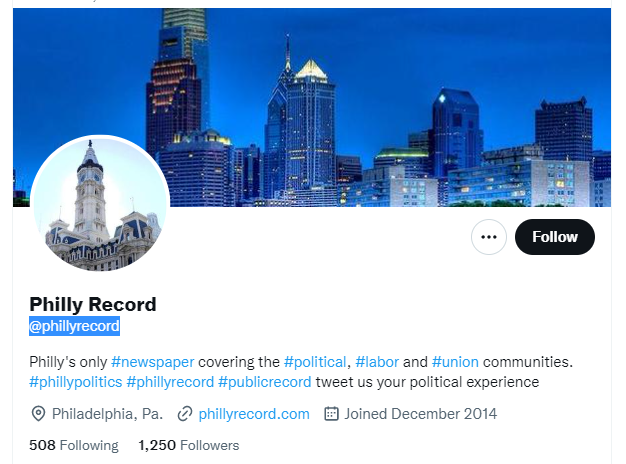 Philly Record twitter profile screenshot