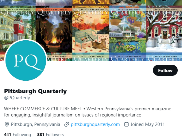 Pittsburgh Quarterly twitter profile screenshot