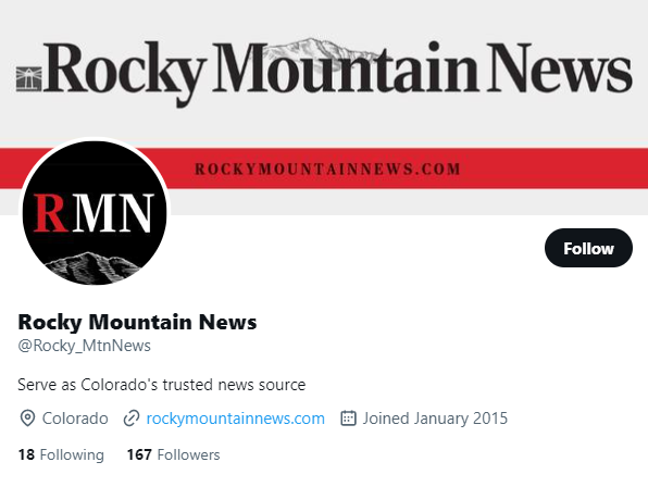 Rocky Mountain News twitter profile screenshot