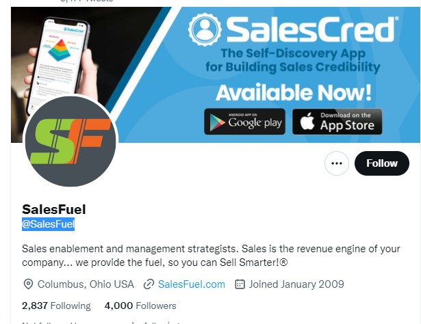 SalesFuel twitter profile screenshot
