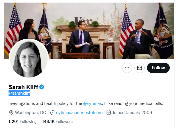 Sarah Kliff twitter profile screenshot