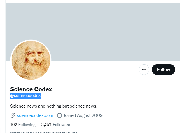 Science Codex twitter profile screenshot