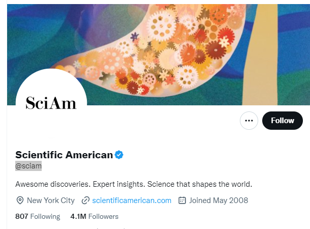 Scientific American Twitter Profile Screenshot