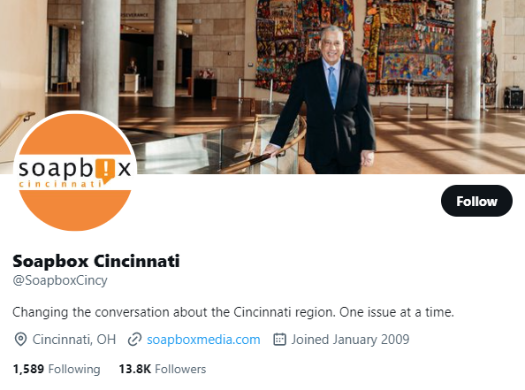 Soapbox Cincinnati twitter profile screenshot