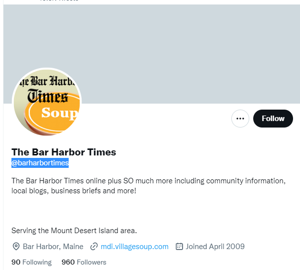 The Bar Harbor Times Twitter Profile Screenshot