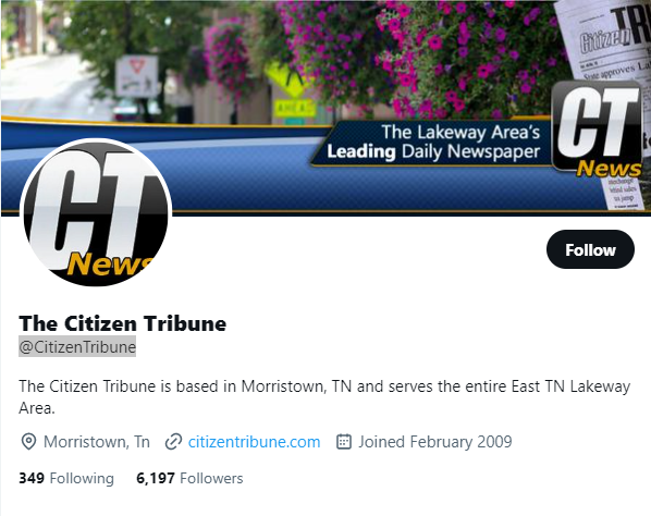 The Citizen Tribune twitter profile screenshot