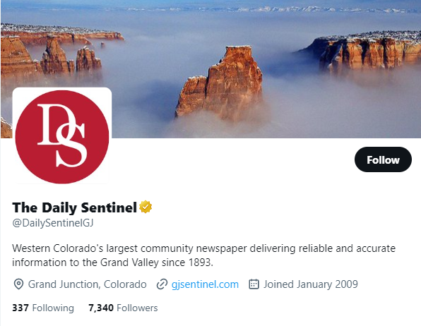 The Daily Sentinel twitter profile screenshot