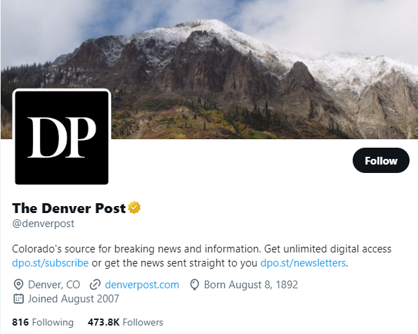 The Denver Post twitter profile screenshot