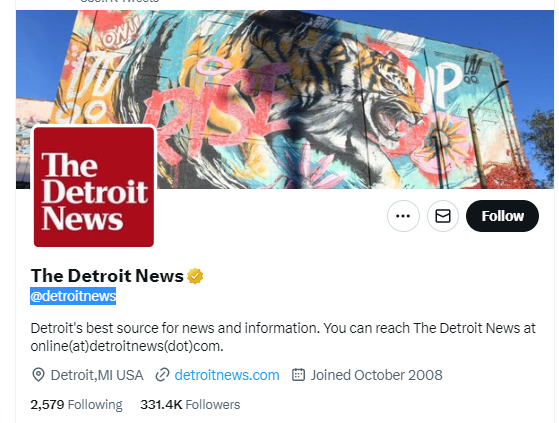 The Detroit News twitter profile screenshot