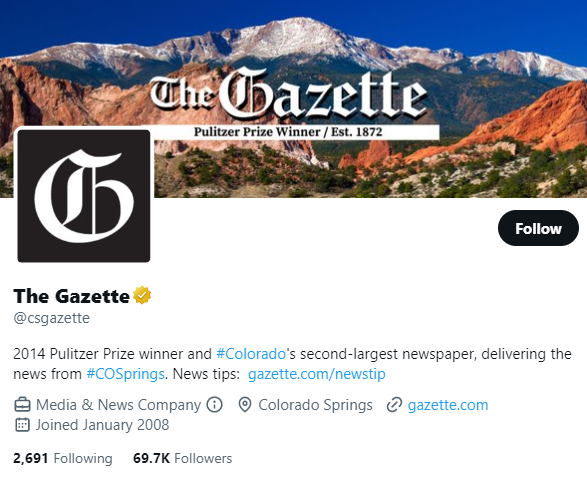 The Gazette twitter profile screenshot