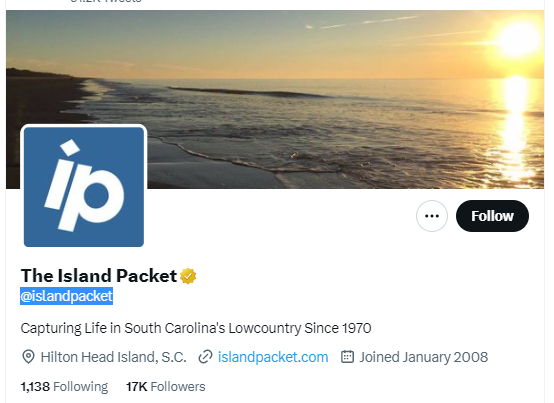 The Island Packet twitter profile screensjot