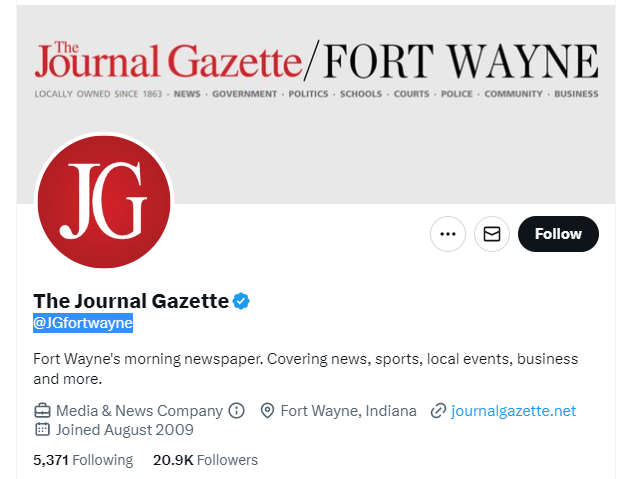 The Journal Gazette twitter profile screenshot