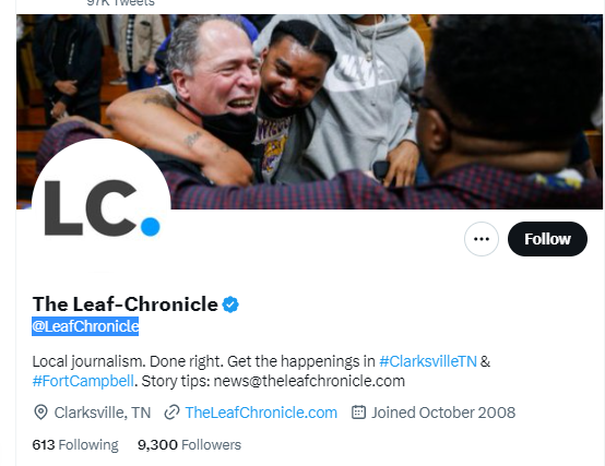 The Leaf-Chronicle twitter profile screenshot