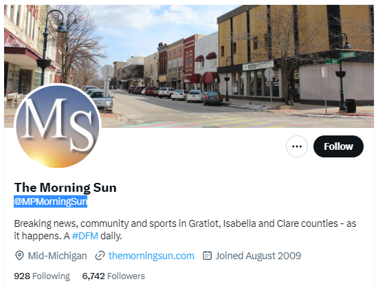 The Morning Sun twitter profile screenshot