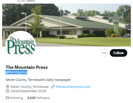The Mountain Press twitter profile screenshot