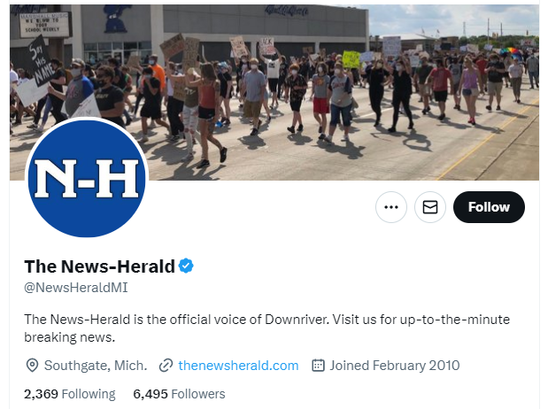 The News-Herald twitter profile screenshot