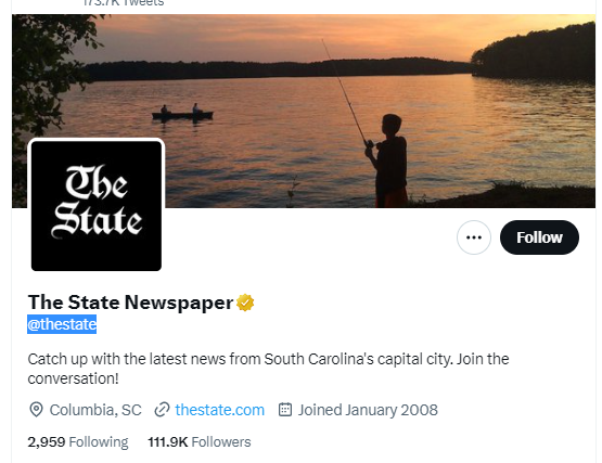 The State Newspaper twitter profile screenshot