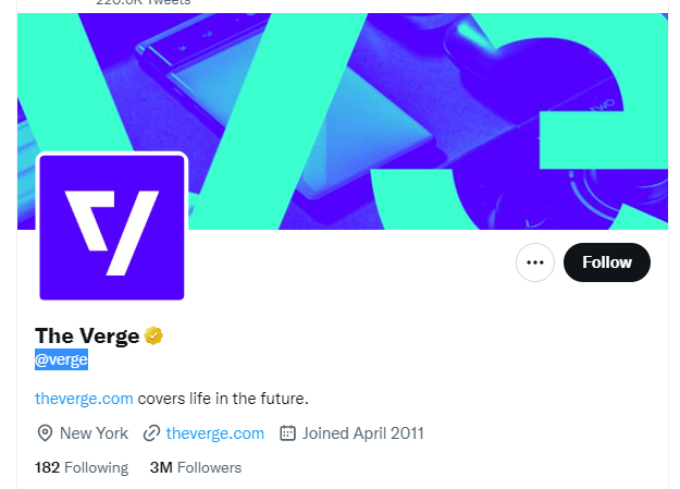 The Verge Twitter Profile Screenshot.