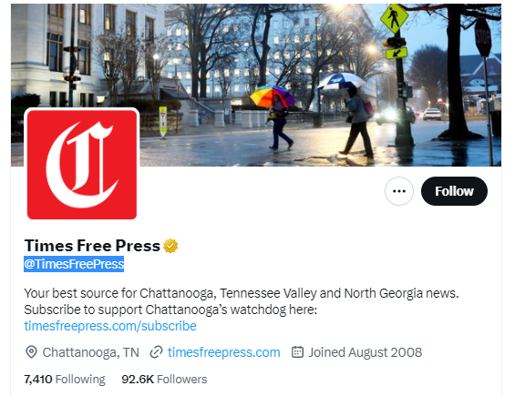 Times Free Press twitter profile screenshot