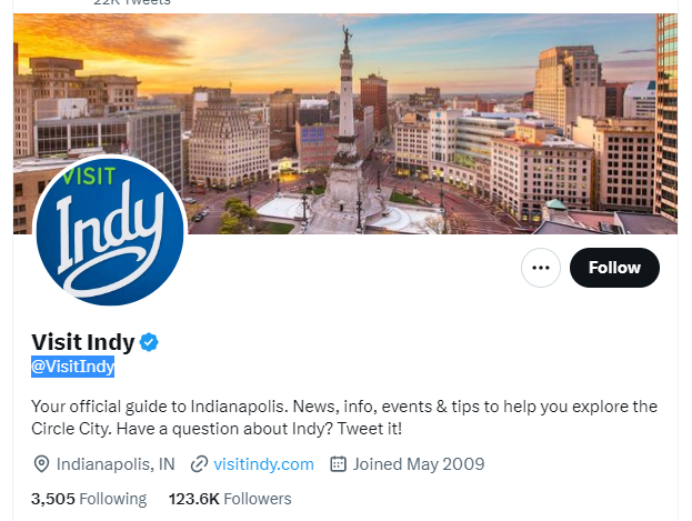 Visit Indy twitter profile screenshot