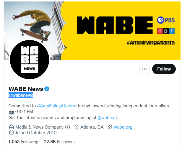 WABE News Twitter Profile Screenshot