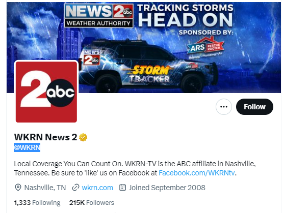 WKRN News 2 twitter profile screenshot