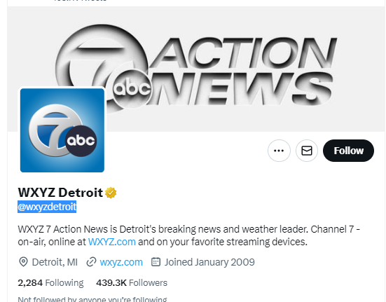 WXYZ Detroit twitter profile screenshot