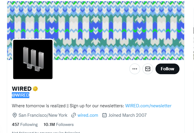 Wired Twitter Profile Screenshot.