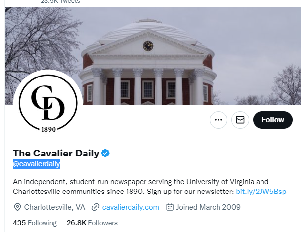 cavalier daily twitter profile screenshot