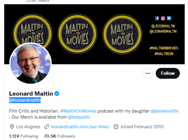 leonard maltin twitter profile screenshot