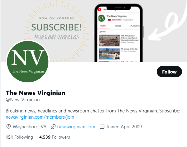 news virginian twitter profile screenshot