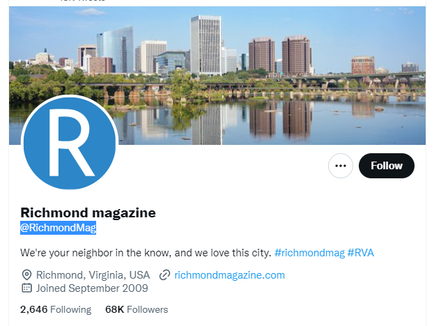 richmond magazine twitter profile screenshot