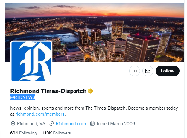 richmond times dispatch twitter profile screenshot