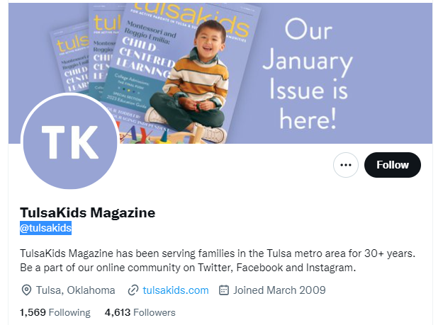 tulsa kids magazine twitter profile screenshot