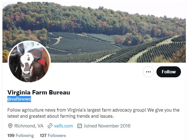 virginia farm bureau twitter profile screenshot