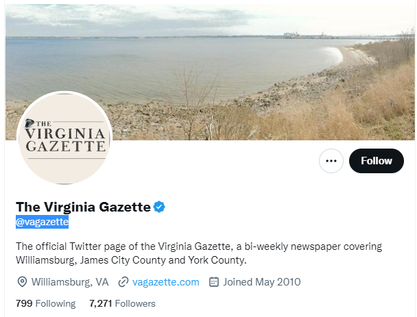 virginia gazette twitter profile screenshot