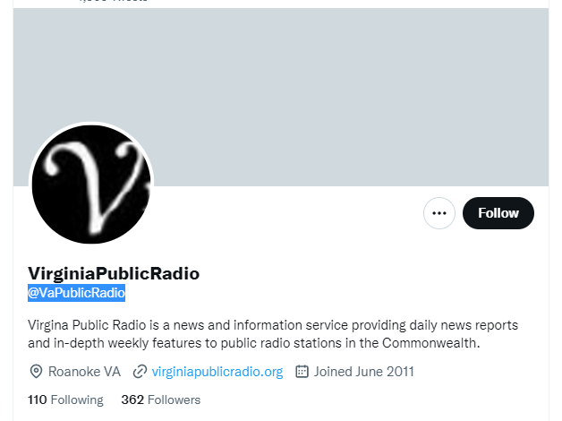 virginia public radio twitter profile screenshot