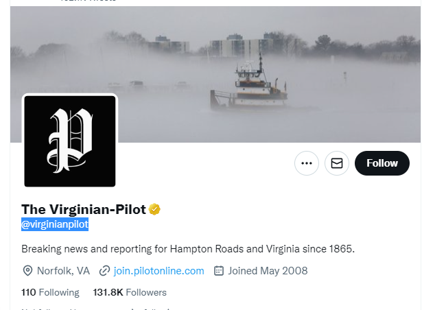 virginian pilot twitter profile screenshot