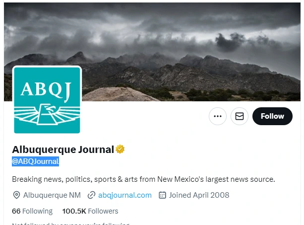 Albuquerque Journal twitter profile screenshot