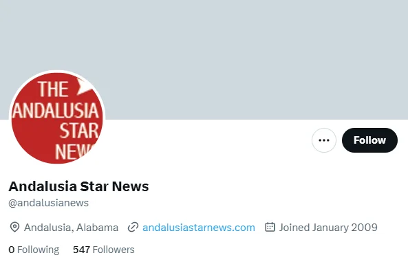Andalusia Star News twitter profile screenshot