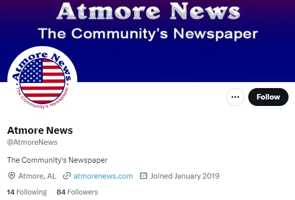 Atmore News twitter profile screenshot