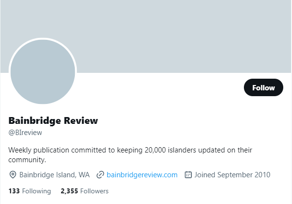 Bainbridge Review twitter profile screenshot