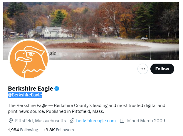 Berkshire Eagle twitter profile screenshot