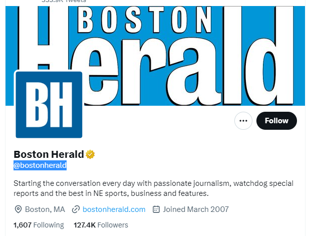 Boston Herald twitter profile screenshot