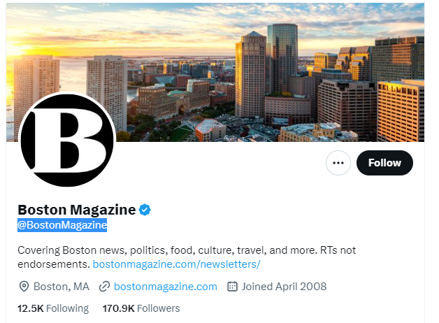 Boston Magazine twitter profile screenshot