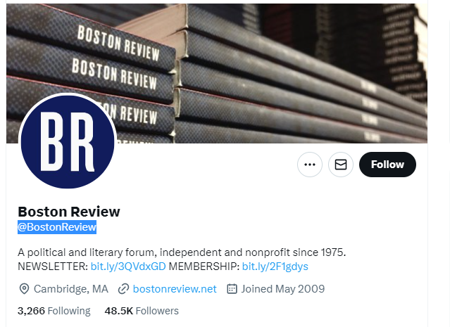 Boston Review twitter profile screenshot